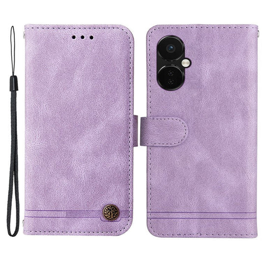 For OnePlus Nord CE3 5G / Oppo K11 5G Imprinted Lines PU Leather Stand Wallet Case Skin-touch Phone Cover - Purple