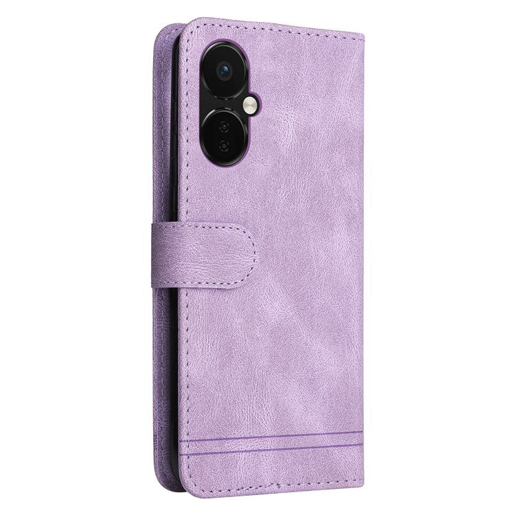 For OnePlus Nord CE3 5G / Oppo K11 5G Imprinted Lines PU Leather Stand Wallet Case Skin-touch Phone Cover - Purple