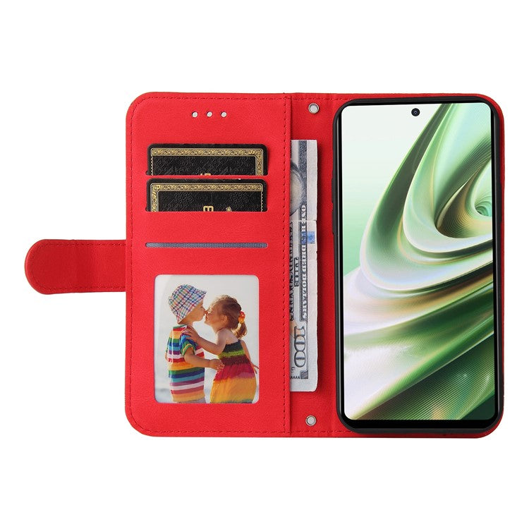 For OnePlus Nord CE3 5G / Oppo K11 5G Imprinted Lines PU Leather Stand Wallet Case Skin-touch Phone Cover - Red