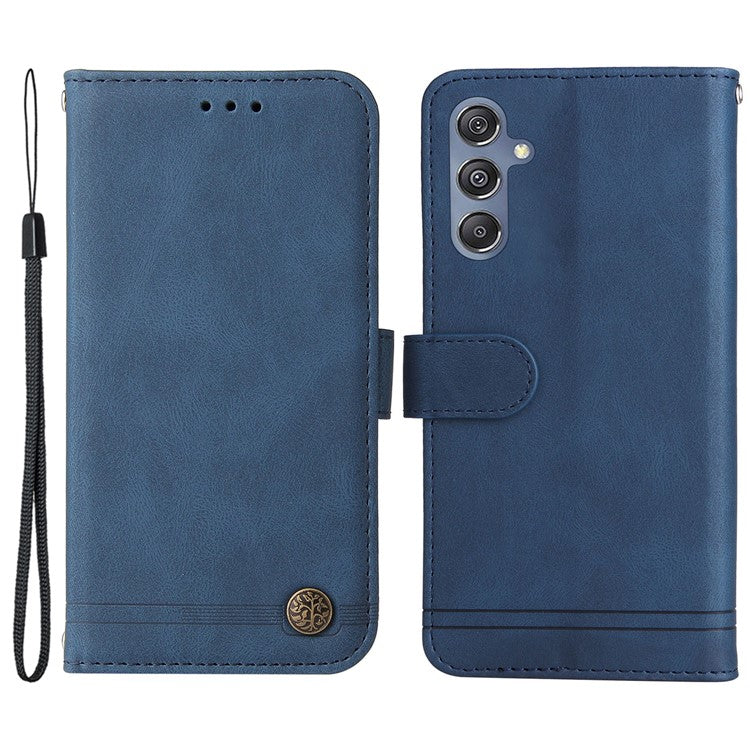 For Samsung Galaxy F34 5G / M34 5G Leather Wallet Cases Skin Touch Phone Cover Stand with Strap - Blue