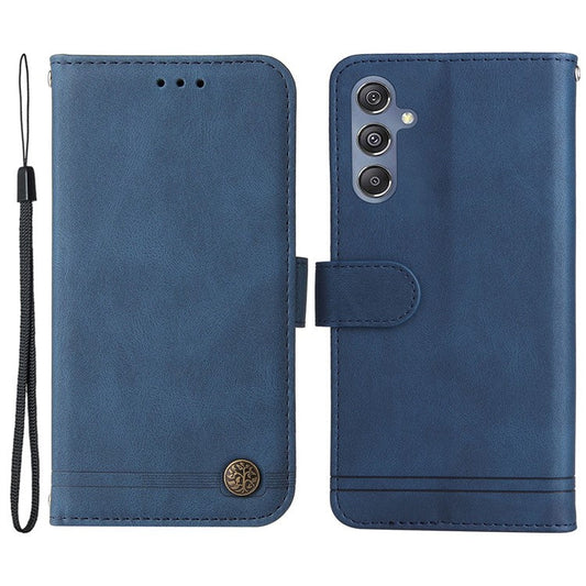 For Samsung Galaxy F34 5G / M34 5G Leather Wallet Cases Skin Touch Phone Cover Stand with Strap - Blue