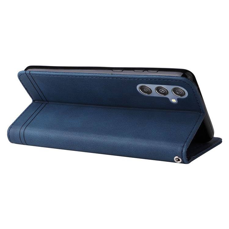 For Samsung Galaxy F34 5G / M34 5G Leather Wallet Cases Skin Touch Phone Cover Stand with Strap - Blue