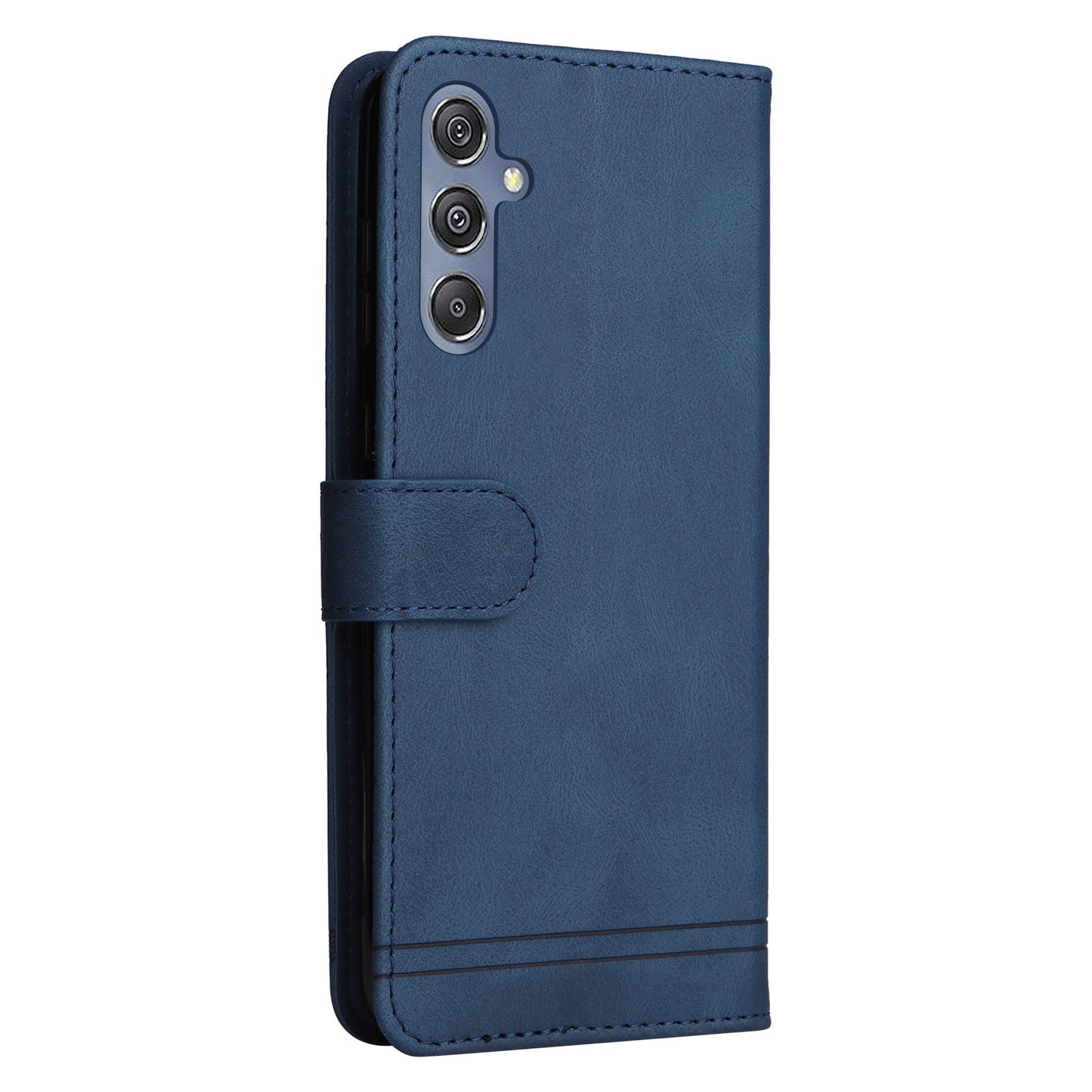 For Samsung Galaxy F34 5G / M34 5G Imprinted Lines Stand Wallet Cover Anti-drop PU Leather Phone Case - Blue