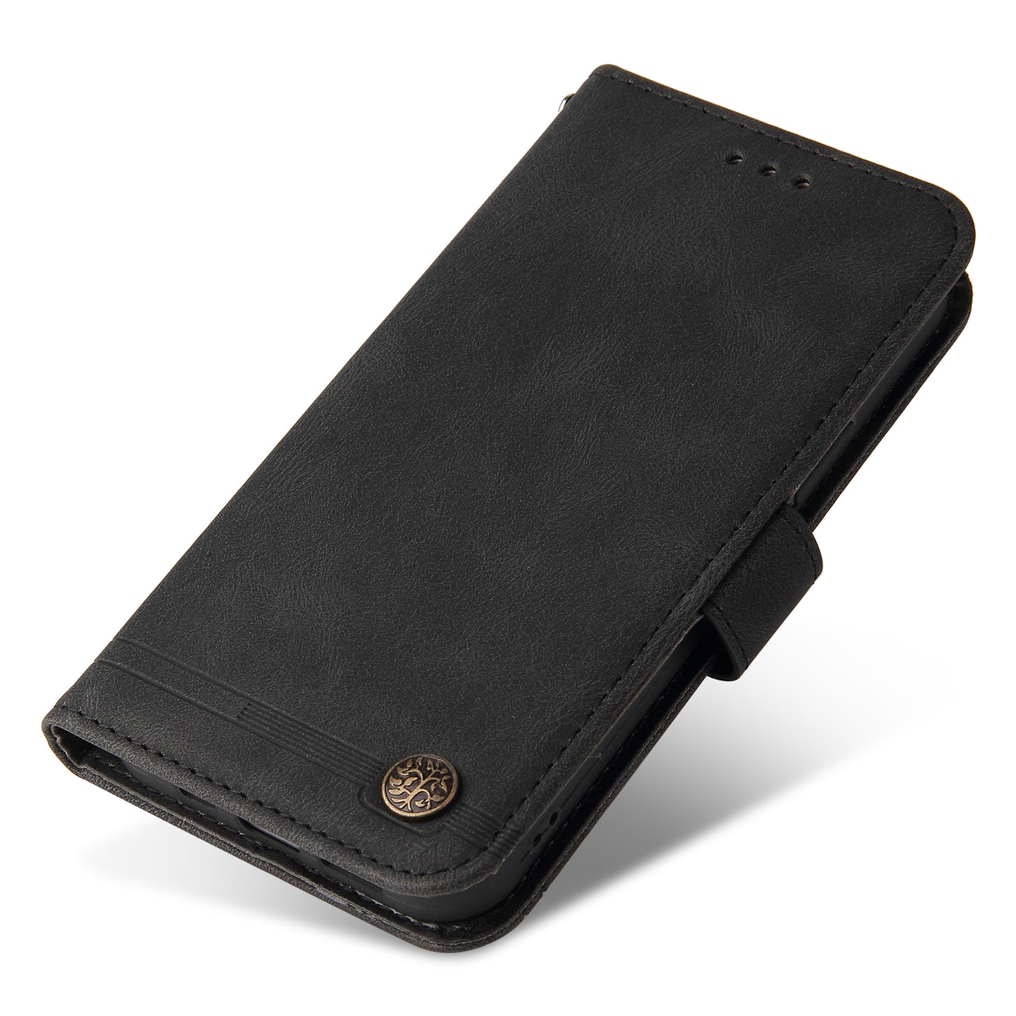 For Samsung Galaxy F34 5G / M34 5G Imprinted Lines Stand Wallet Cover Anti-drop PU Leather Phone Case - Black