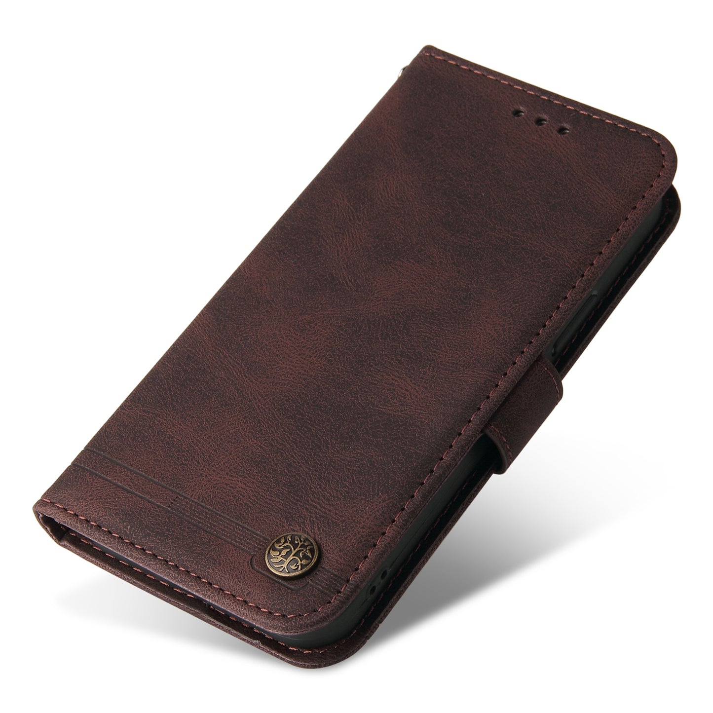 For Samsung Galaxy F34 5G / M34 5G Imprinted Lines Stand Wallet Cover Anti-drop PU Leather Phone Case - Brown