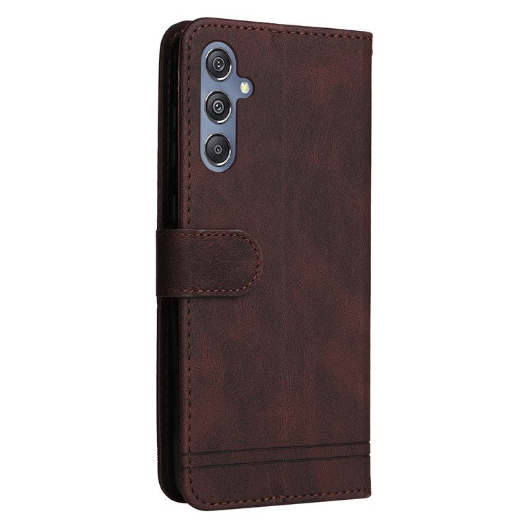 For Samsung Galaxy F34 5G / M34 5G Leather Wallet Cases Skin Touch Phone Cover Stand with Strap - Brown
