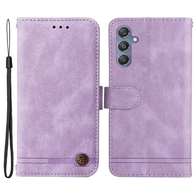 For Samsung Galaxy F34 5G / M34 5G Leather Wallet Cases Skin Touch Phone Cover Stand with Strap - Purple