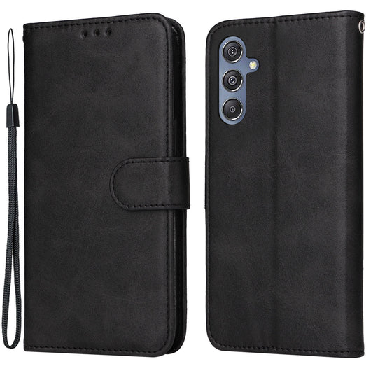 For Samsung Galaxy F34 5G / M34 5G Shockproof Phone Shell Calf Texture PU Leather Wallet Stand Cover - Black