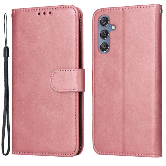 For Samsung Galaxy F34 5G / M34 5G Shockproof Phone Shell Calf Texture PU Leather Wallet Stand Cover - Pink