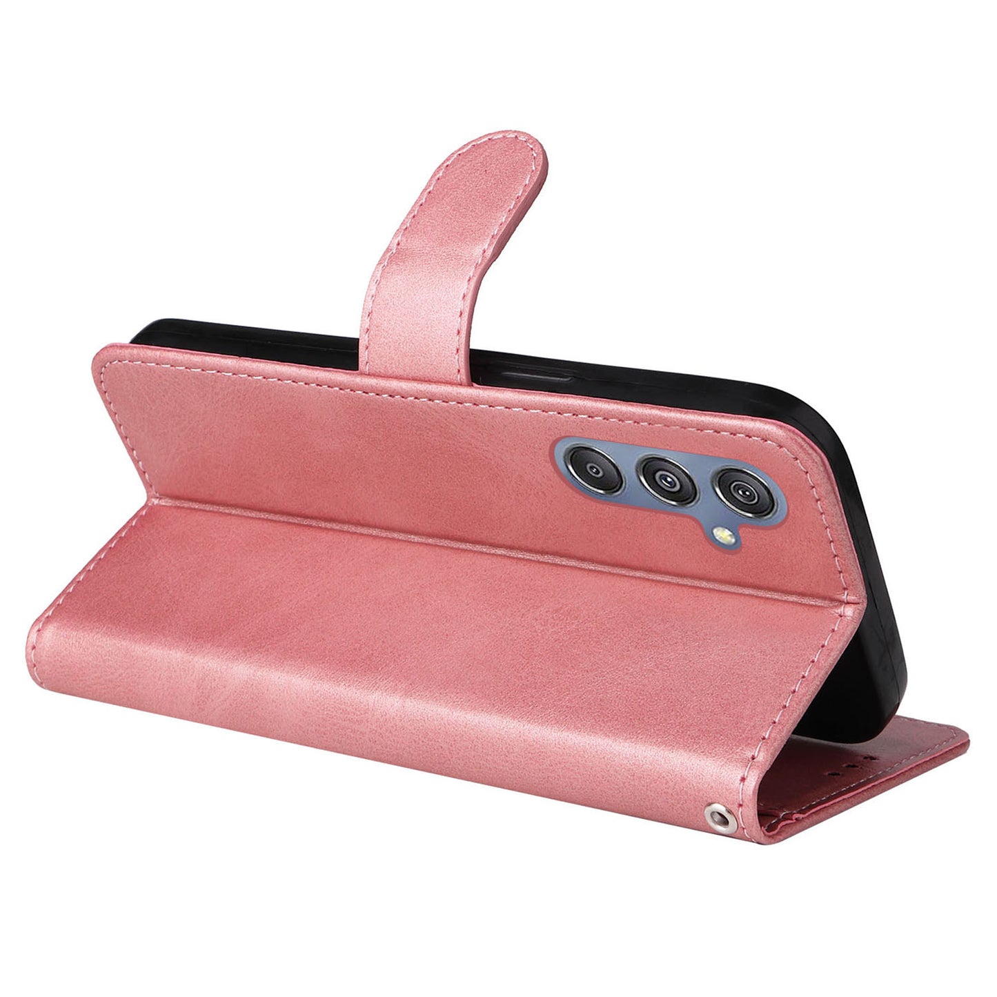 For Samsung Galaxy F34 5G / M34 5G Shockproof Phone Shell Calf Texture PU Leather Wallet Stand Cover - Pink