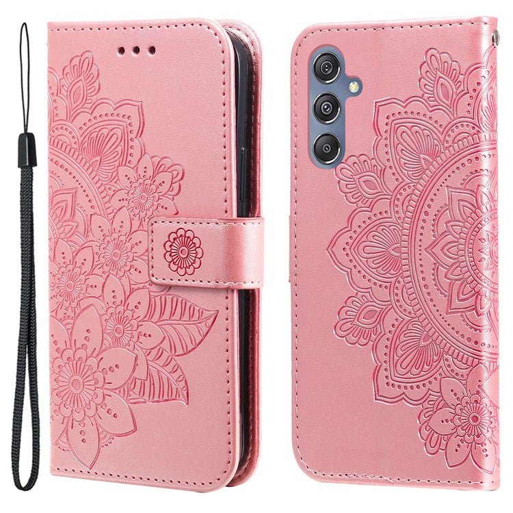 Stand Cover for Samsung Galaxy F34 5G / M34 5G Flower Imprint PU Leather Wallet Phone Case - Pink