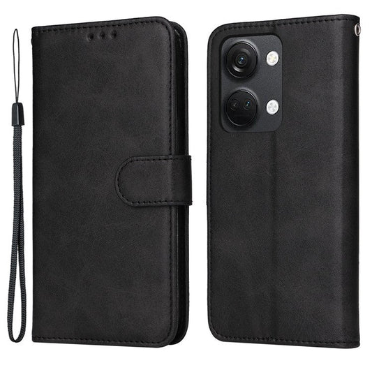 For OnePlus Nord 3 5G / Ace 2V Calf Texture Anti-scratch Phone Case Flip Wallet Stand Shell - Black