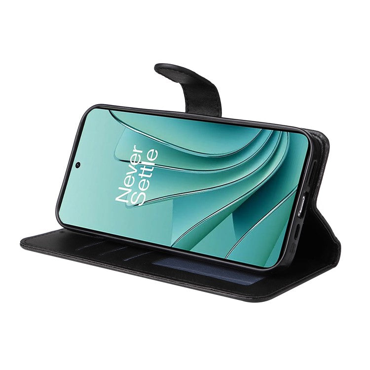 For OnePlus Nord 3 5G / Ace 2V Calf Texture Anti-scratch Phone Case Flip Wallet Stand Shell - Black