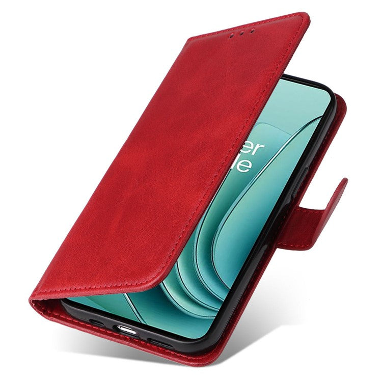 For OnePlus Nord 3 5G / Ace 2V Calf Texture Anti-scratch Phone Case Flip Wallet Stand Shell - Red