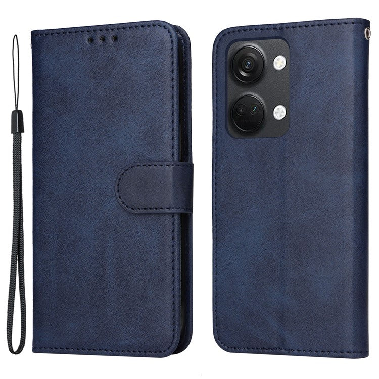 For OnePlus Nord 3 5G / Ace 2V Calf Texture Anti-scratch Phone Case Flip Wallet Stand Shell - Blue