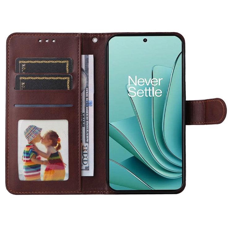 For OnePlus Nord 3 5G / Ace 2V Calf Texture Anti-scratch Phone Case Flip Wallet Stand Shell - Brown