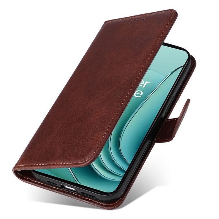 For OnePlus Nord 3 5G / Ace 2V Calf Texture Anti-scratch Phone Case Flip Wallet Stand Shell - Brown