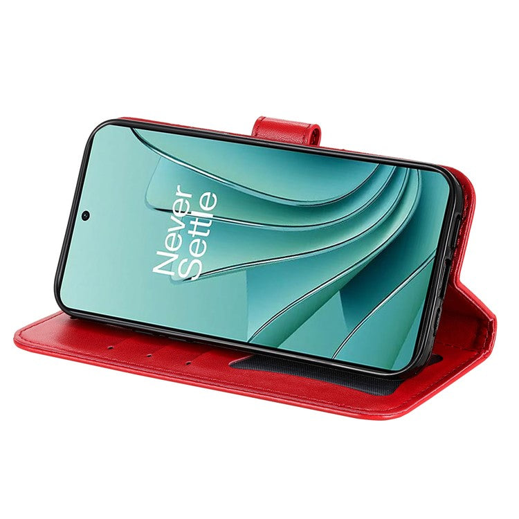 Foldable Stand Cover for OnePlus Nord 3 5G / Ace 2V Flower Imprint PU Leather Wallet Phone Case - Red