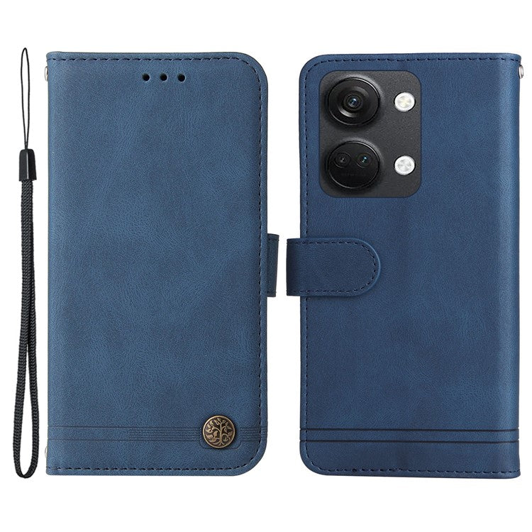 For OnePlus Nord 3 5G / Ace 2V Imprinted Lines Phone Cover Flip Stand Wallet Skin-touch Leather Case - Blue