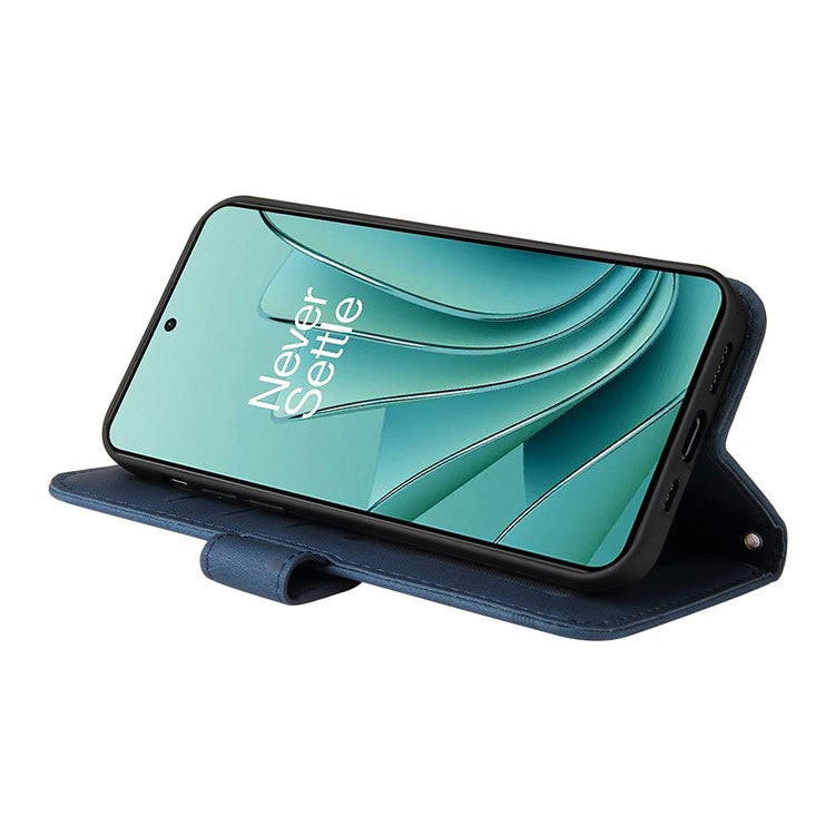 For OnePlus Nord 3 5G / Ace 2V Imprinted Lines Phone Cover Flip Stand Wallet Skin-touch Leather Case - Blue