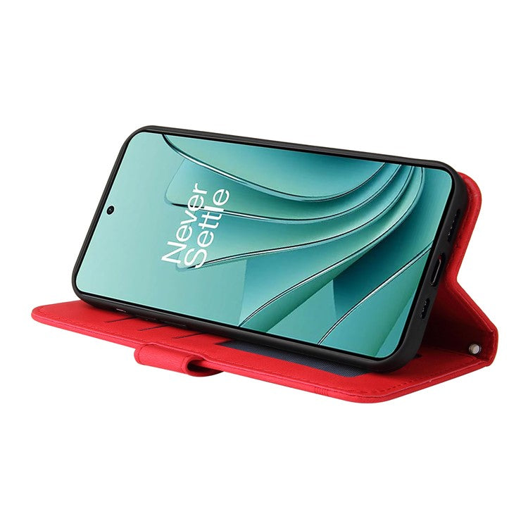 For OnePlus Nord 3 5G / Ace 2V Imprinted Lines Phone Cover Flip Stand Wallet Skin-touch Leather Case - Red