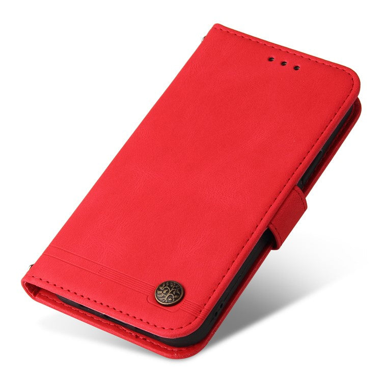 For OnePlus Nord 3 5G / Ace 2V Imprinted Lines Phone Cover Flip Stand Wallet Skin-touch Leather Case - Red