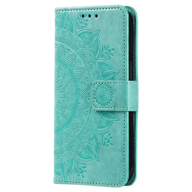 For OnePlus Nord 3 5G / Ace 2V Leather Wallet Cover Mandala Flower Imprinted Stand Case with Strap - Green