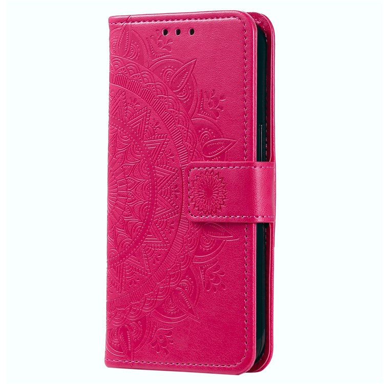For OnePlus Nord 3 5G / Ace 2V Leather Wallet Cover Mandala Flower Imprinted Stand Case with Strap - Rose