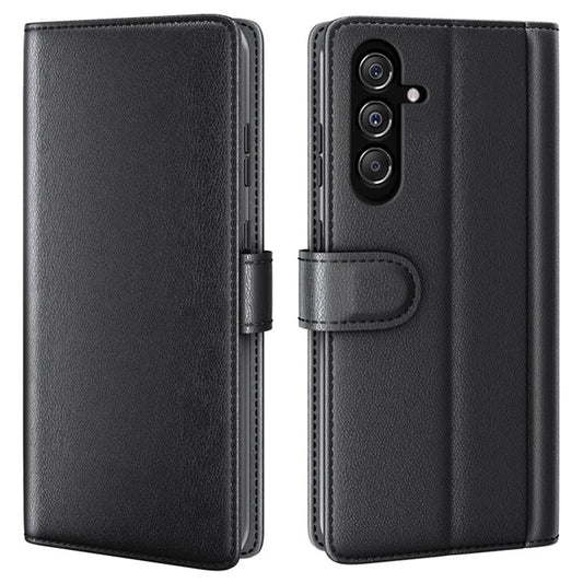 For Samsung Galaxy F34 5G / M34 5G Case Genuine Split Leather Phone Cover with Wallet Stand - Black