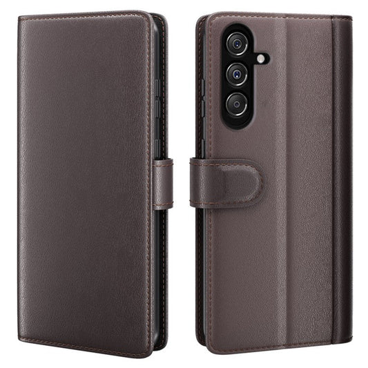 For Samsung Galaxy F34 5G / M34 5G Case Genuine Split Leather Phone Cover with Wallet Stand - Brown