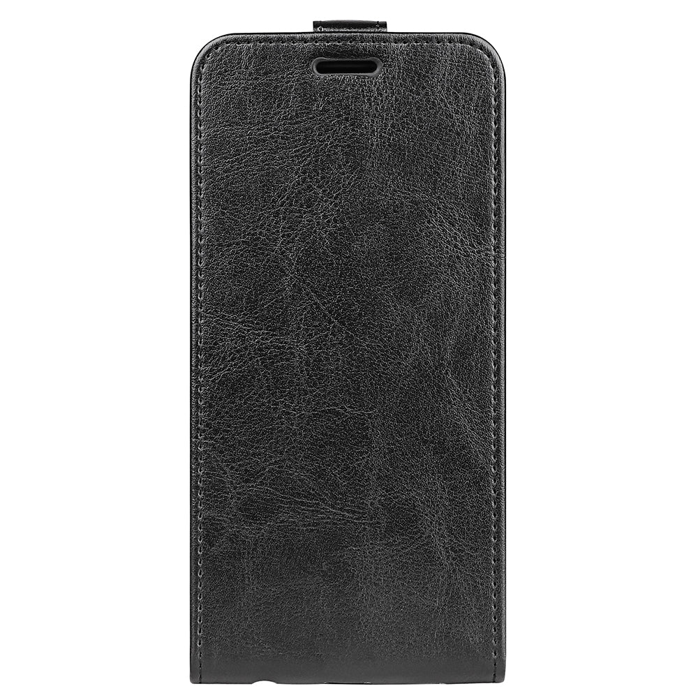 For Samsung Galaxy F34 5G / M34 5G Vertical Flip Phone Leather Case Card Holder Crazy Horse Texture Cover - Black