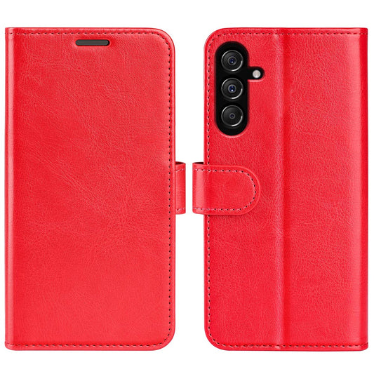 For Samsung Galaxy F34 5G / M34 5G Anti-Scratch PU Leather Cell Phone Cover Stand Crazy Horse Texture Wallet Case - Red