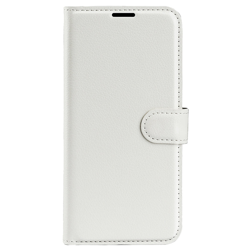 For Samsung Galaxy F34 5G / M34 5G Phone Case Anti-Scratch Stand PU Leather Wallet Litchi Texture Protective Cover - White