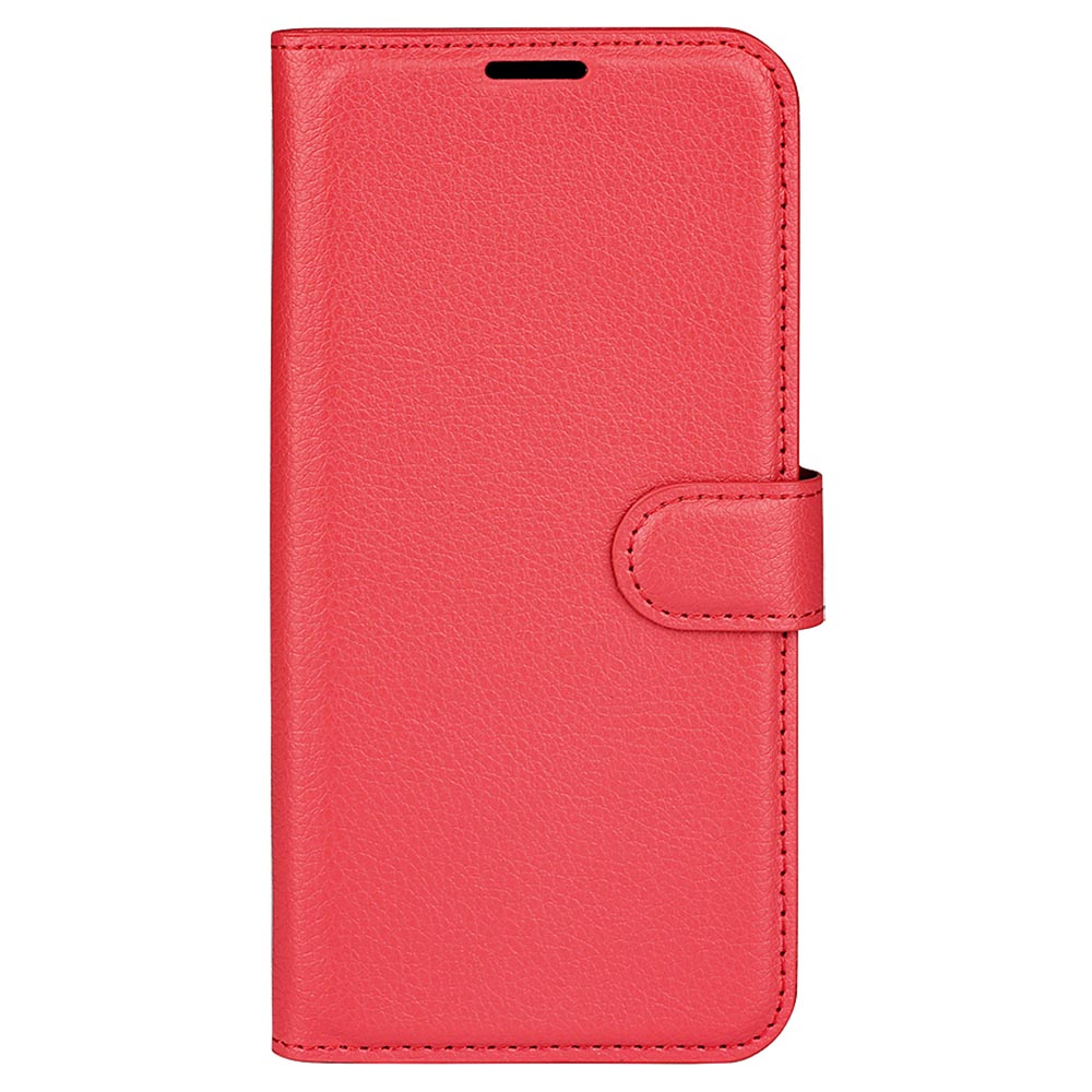 For Samsung Galaxy F34 5G / M34 5G Phone Case Anti-Scratch Stand PU Leather Wallet Litchi Texture Protective Cover - Red