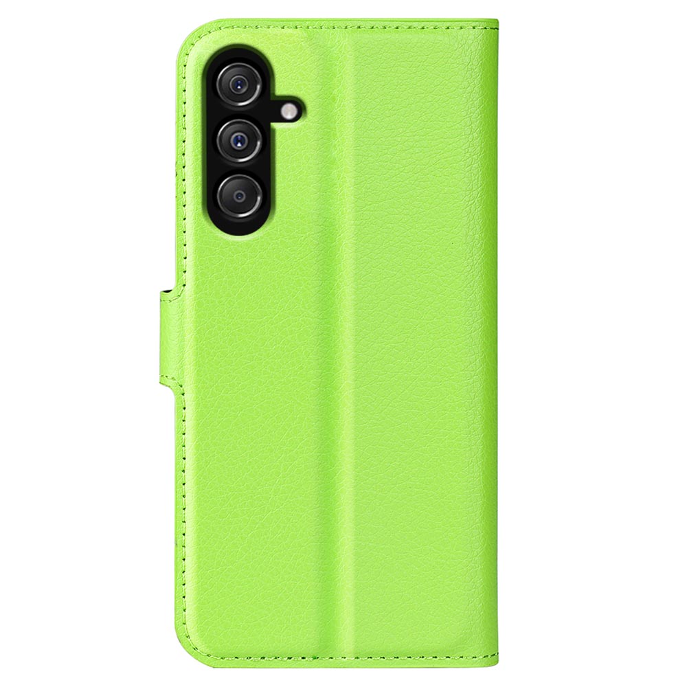 For Samsung Galaxy F34 5G / M34 5G Phone Case Anti-Scratch Stand PU Leather Wallet Litchi Texture Protective Cover - Green