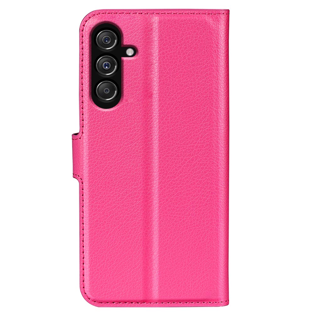 For Samsung Galaxy F34 5G / M34 5G Phone Case Anti-Scratch Stand PU Leather Wallet Litchi Texture Protective Cover - Rose