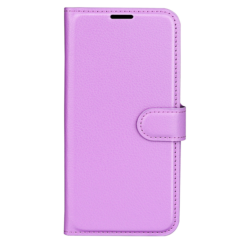 For Samsung Galaxy F34 5G / M34 5G Phone Case Anti-Scratch Stand PU Leather Wallet Litchi Texture Protective Cover - Purple