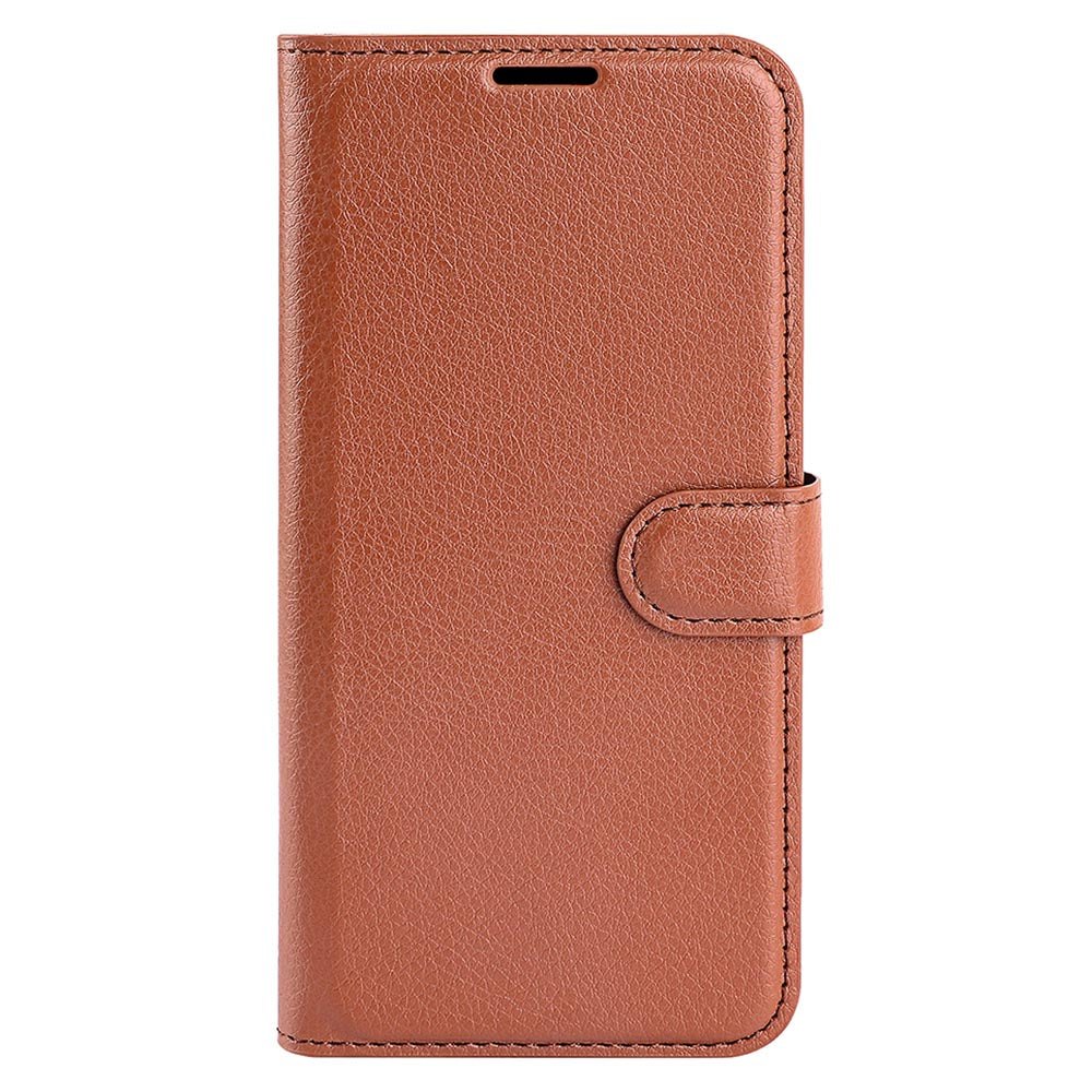 For Samsung Galaxy F34 5G / M34 5G Phone Case Anti-Scratch Stand PU Leather Wallet Litchi Texture Protective Cover - Brown