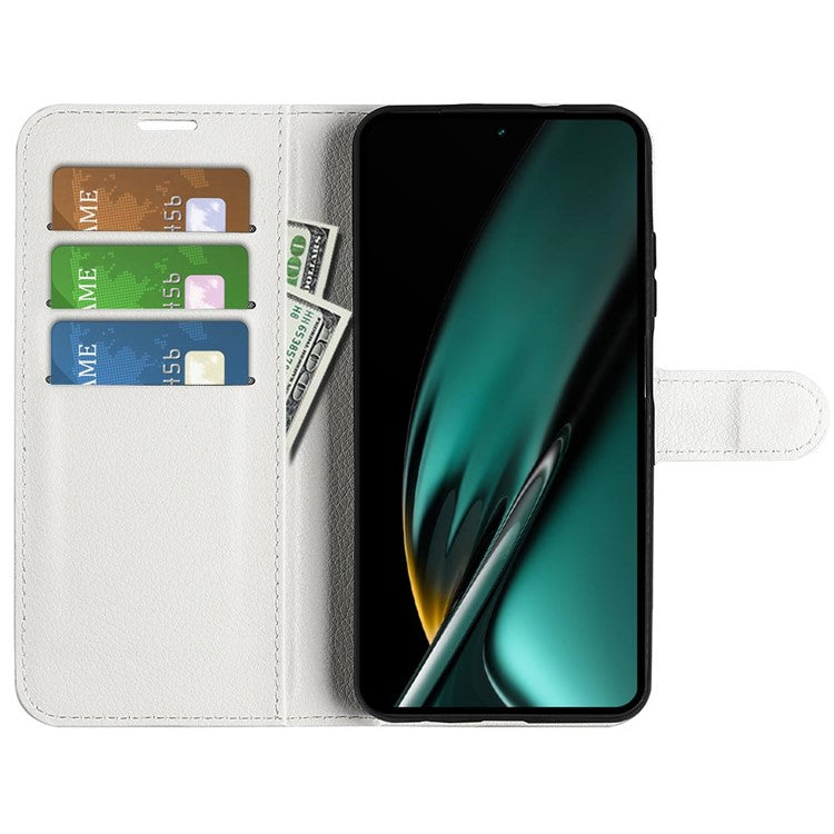 Phone Case For Oppo K11 5G Wallet Litchi Texture Shell Anti-Scratch Stand PU Leather Phone Cover - White