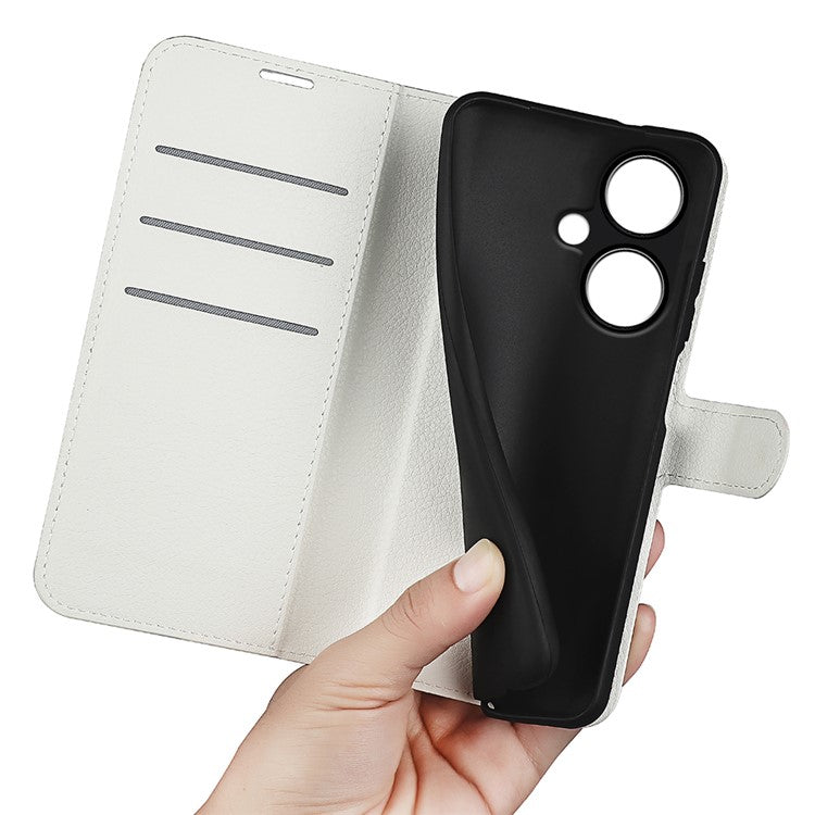 Phone Case For Oppo K11 5G Wallet Litchi Texture Shell Anti-Scratch Stand PU Leather Phone Cover - White