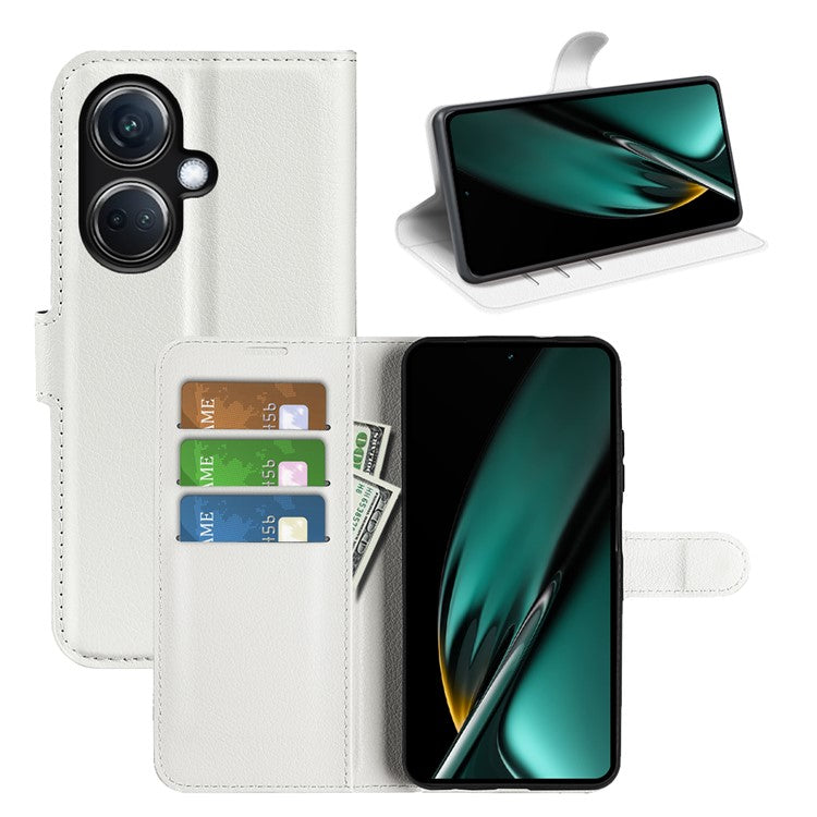 Phone Case For Oppo K11 5G Wallet Litchi Texture Shell Anti-Scratch Stand PU Leather Phone Cover - White