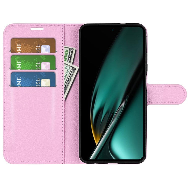Phone Case For Oppo K11 5G Wallet Litchi Texture Shell Anti-Scratch Stand PU Leather Phone Cover - Pink
