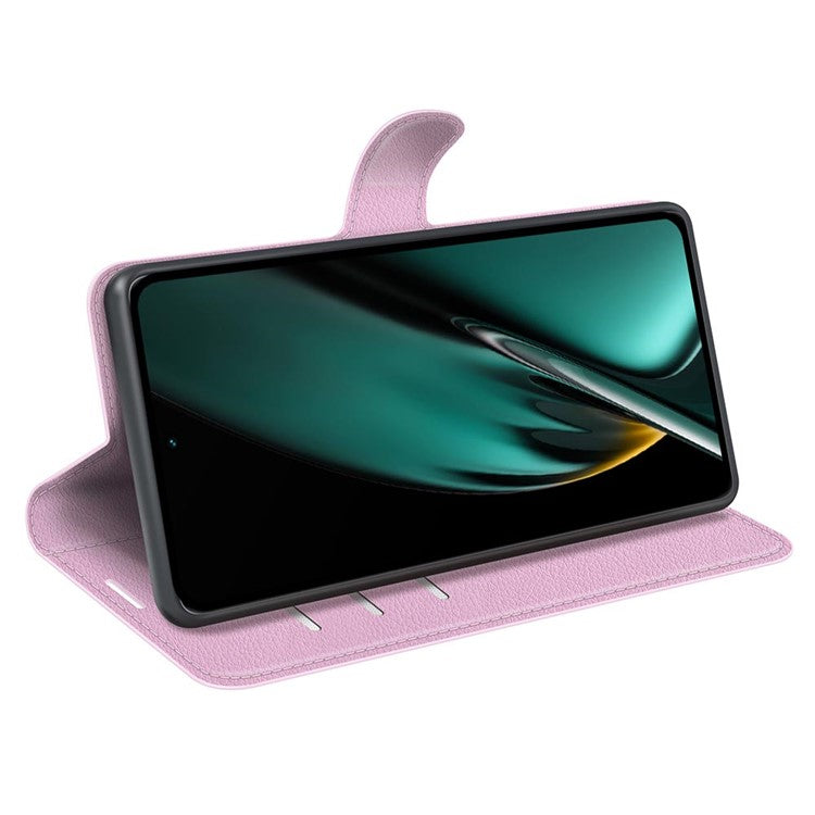 Phone Case For Oppo K11 5G Wallet Litchi Texture Shell Anti-Scratch Stand PU Leather Phone Cover - Pink