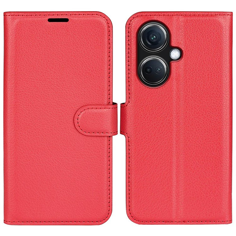 Phone Case For Oppo K11 5G Wallet Litchi Texture Shell Anti-Scratch Stand PU Leather Phone Cover - Red