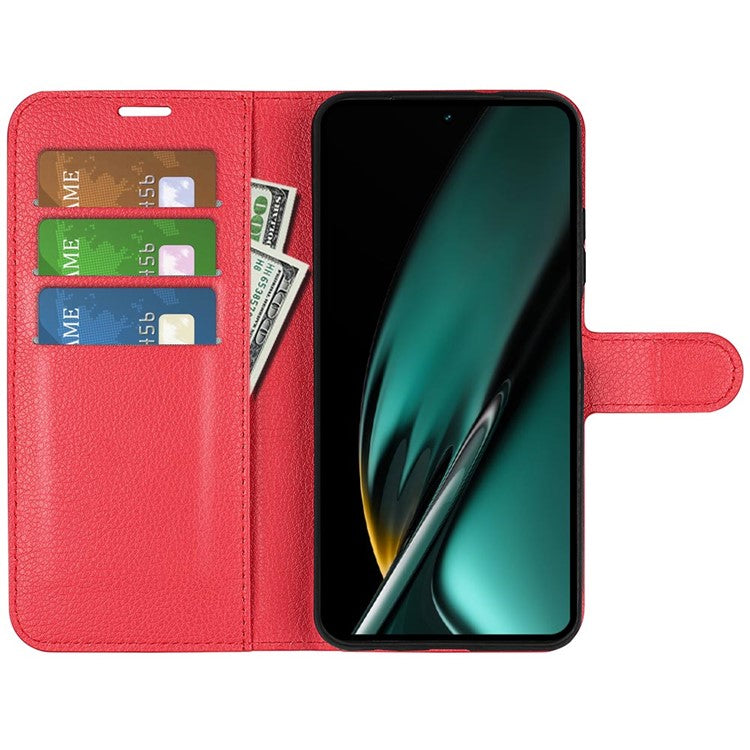 Phone Case For Oppo K11 5G Wallet Litchi Texture Shell Anti-Scratch Stand PU Leather Phone Cover - Red