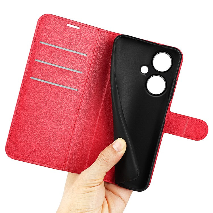 Phone Case For Oppo K11 5G Wallet Litchi Texture Shell Anti-Scratch Stand PU Leather Phone Cover - Red