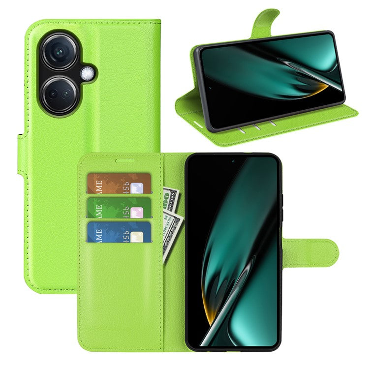 Phone Case For Oppo K11 5G Wallet Litchi Texture Shell Anti-Scratch Stand PU Leather Phone Cover - Green