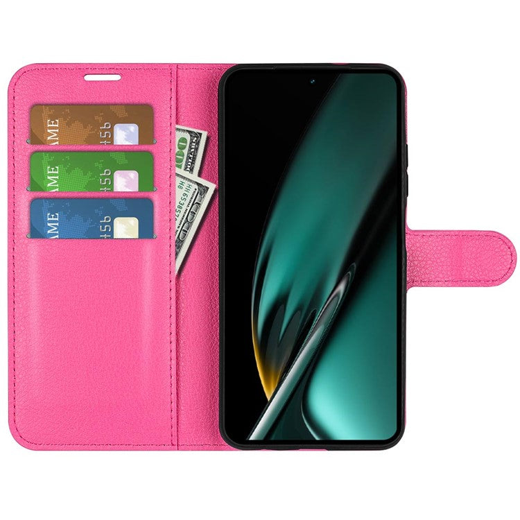 Phone Case For Oppo K11 5G Wallet Litchi Texture Shell Anti-Scratch Stand PU Leather Phone Cover - Rose