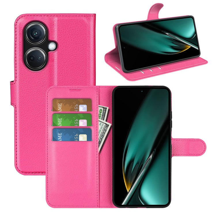 Phone Case For Oppo K11 5G Wallet Litchi Texture Shell Anti-Scratch Stand PU Leather Phone Cover - Rose