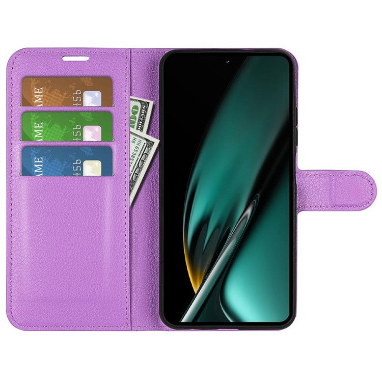 Phone Case For Oppo K11 5G Wallet Litchi Texture Shell Anti-Scratch Stand PU Leather Phone Cover - Purple